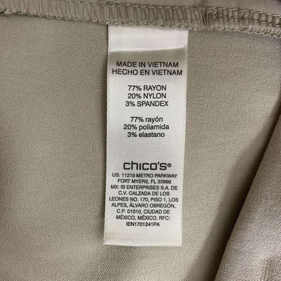 Chico's Pants Womens Size 4 (20) Josie Perfect Stretch Snap Ankle Pale Taupe NWT - Picture 6 of 9